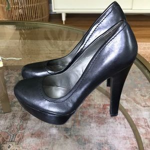 Black leather platforms